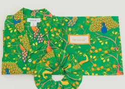 Robes, Nightgowns & Dresses|Green Fearless Peacock Short Sleep Set