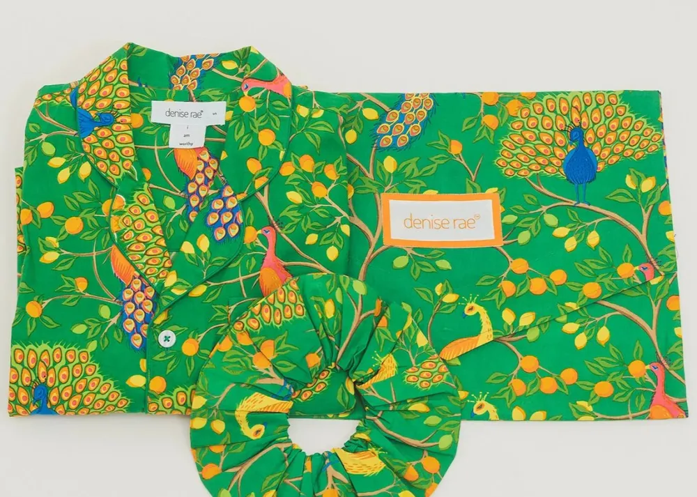 Robes, Nightgowns & Dresses|Green Fearless Peacock Short Sleep Set
