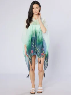 Scarves & Wraps|Green Wildflowers Recycled Bottle Poncho