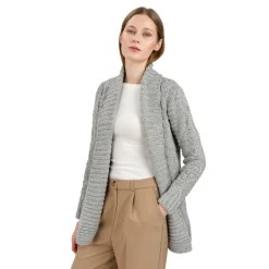 Shirts & Sweaters|Grey Open Front Cable Knit Cardigan