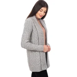 Shirts & Sweaters|Grey Open Front Cable Knit Cardigan