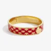 Halcyon Days Bracelets & Bangles|Bee Sparkle Trellis Red & Gold Hinged Bangle