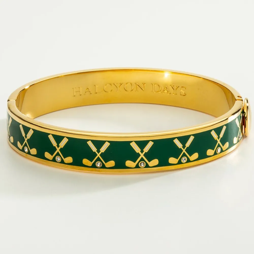 Halcyon Days Bracelets & Bangles|Golf Club Emerald & Gold Hinged Bangle