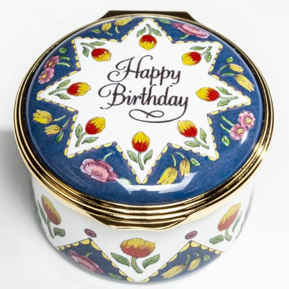 Halcyon Days Halcyon Days Enamels|Happy Birthday Enamel Trinket Box