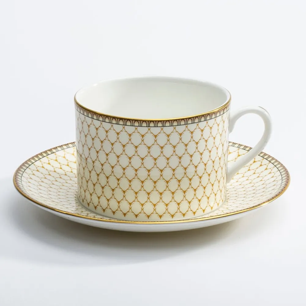 Halcyon Days Halcyon Days China|Halcyon Days|Ivory Antler Trellis Teacup & Saucer