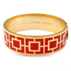 Halcyon Days Bracelets & Bangles|Mosaic Red & Gold Hinged Bangle