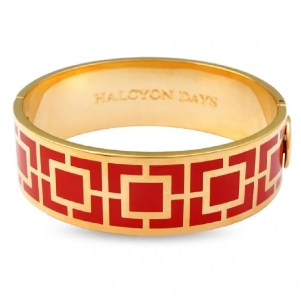 Halcyon Days Bracelets & Bangles|Mosaic Red & Gold Hinged Bangle