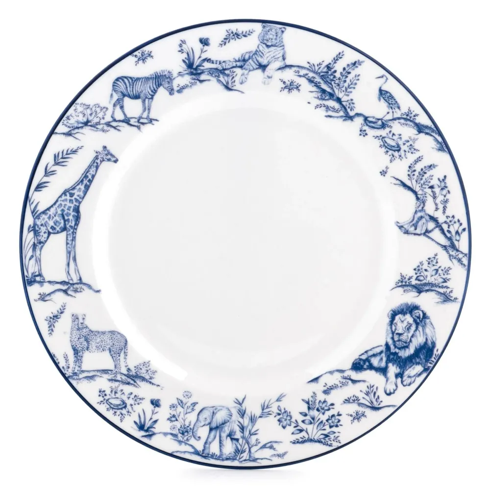 Halcyon Days Halcyon Days China|Halcyon Days|Nina Campbell Serengeti Multi Animal Salad Plate