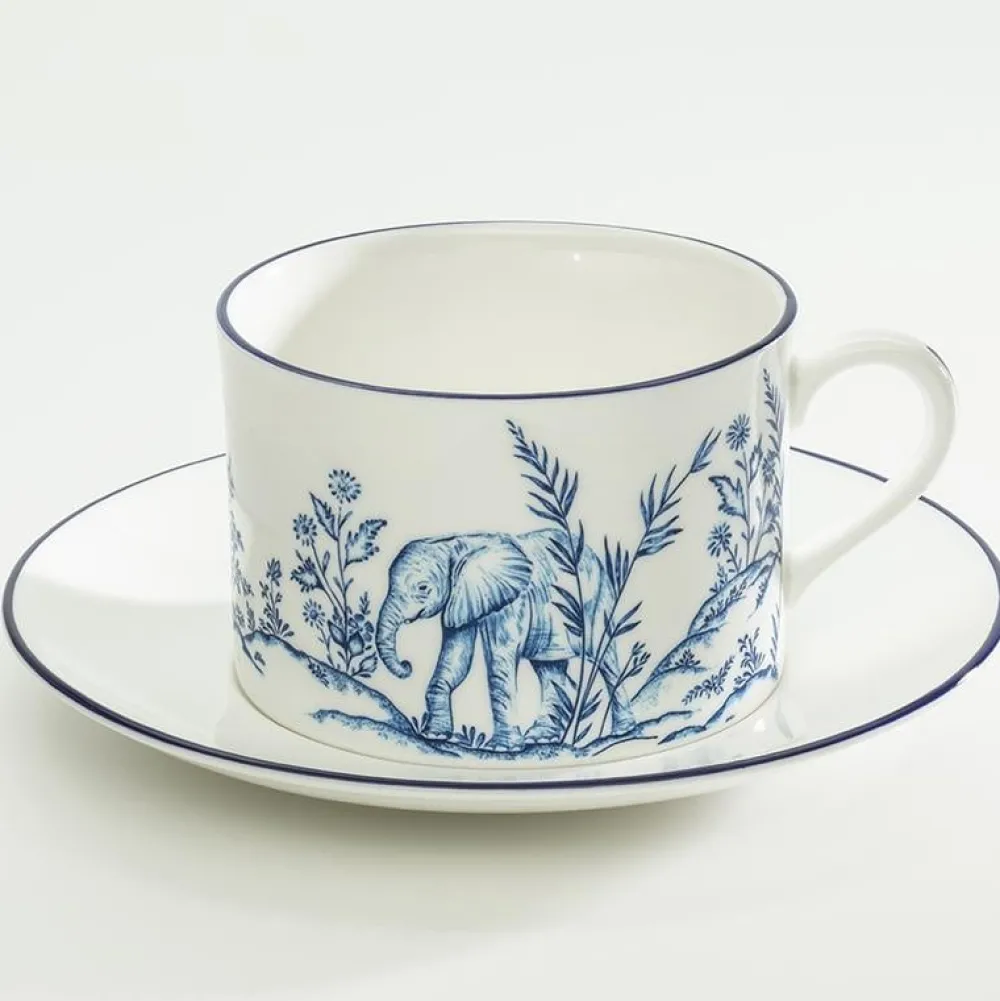 Halcyon Days Halcyon Days China|Halcyon Days|Nina Campbell Serengeti Elephant Teacup & Saucer