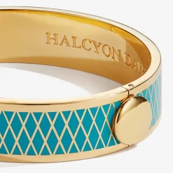 Halcyon Days Bracelets & Bangles|Parterre Turquoise & Gold Hinged Bangle