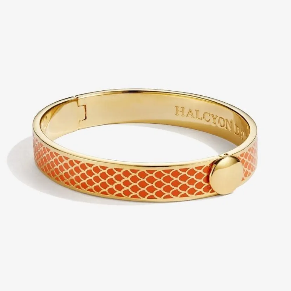 Halcyon Days Bracelets & Bangles|Salamander Orange & Gold Hinged Bangle