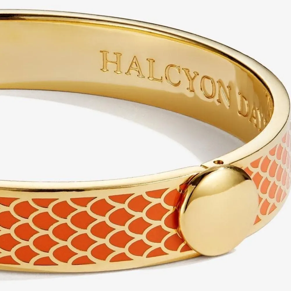 Halcyon Days Bracelets & Bangles|Salamander Orange & Gold Hinged Bangle