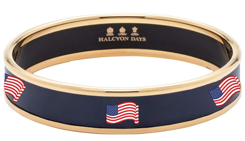 Halcyon Days Bracelets & Bangles|Stars & Stripes Navy & Gold Medium Bangle