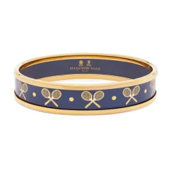 Halcyon Days Bracelets & Bangles|Tennis Navy & Gold Medium Bangle