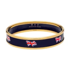 Halcyon Days Bracelets & Bangles|Union Jack Navy & Gold Small Bangle