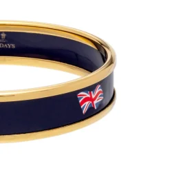 Halcyon Days Bracelets & Bangles|Union Jack Navy & Gold Small Bangle