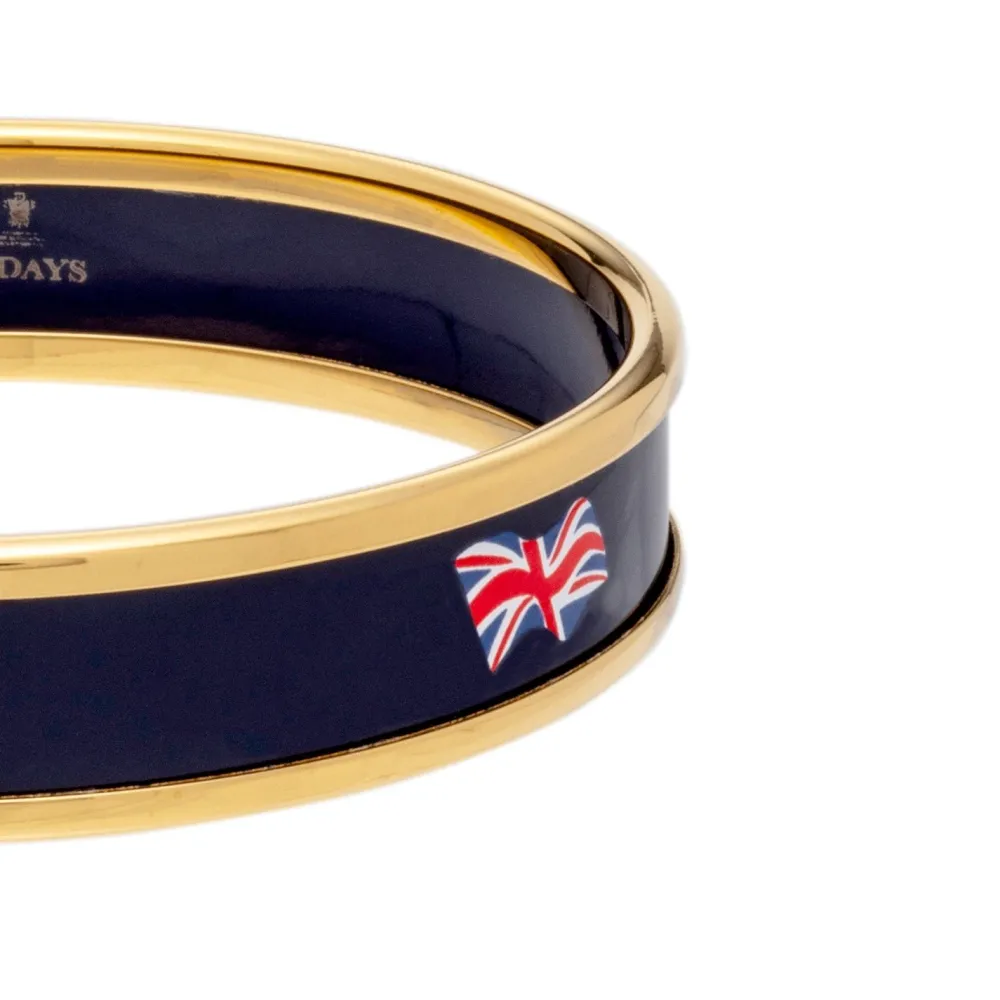 Halcyon Days Bracelets & Bangles|Union Jack Navy & Gold Small Bangle