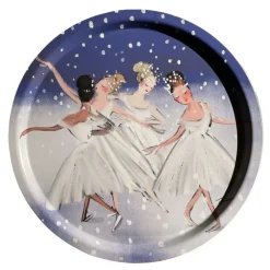 Halcyon Days Trays|Halcyon Days|Waltz of the Snowflakes Round Birchwood Tray