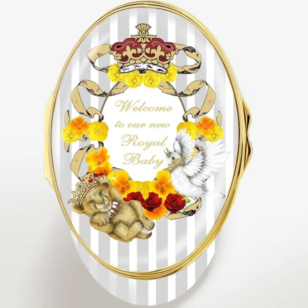 Halcyon Days Halcyon Days Enamels|Welcome to Our New Royal Baby Sussex enamel box