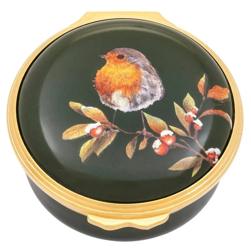 Halcyon Days Halcyon Days Enamels|Woodland Wildfire Robin Enamel Box