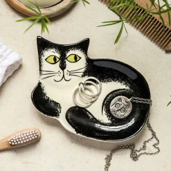 Hannah Turner Home Accents|Kitchen Tools|Black & White Cat Trinket Dish