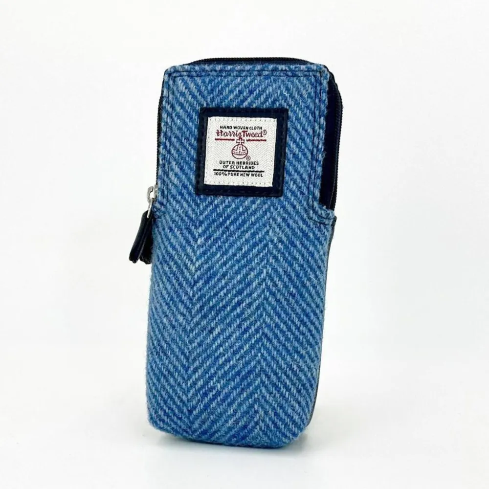 Sunglasses & Cases|Harris Tweed Sky Blue Double Glasses Sleeve