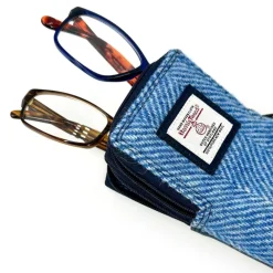 Sunglasses & Cases|Harris Tweed Sky Blue Double Glasses Sleeve