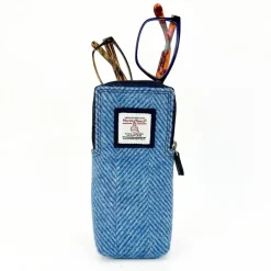 Sunglasses & Cases|Harris Tweed Sky Blue Double Glasses Sleeve