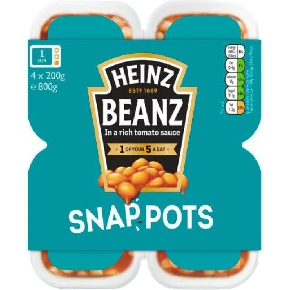 Groceries|Heinz Baked Beans Snap Pots 4 Pack