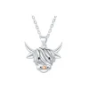Necklaces & Pendants|Highland Cow & Yellow-Amber Stone Pendant Necklace