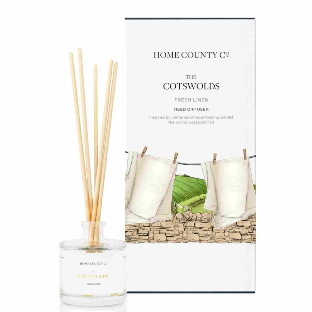 Home County Candle Co. Home Fragrance|The Cotswolds (Fresh Linen) Reed Diffuser