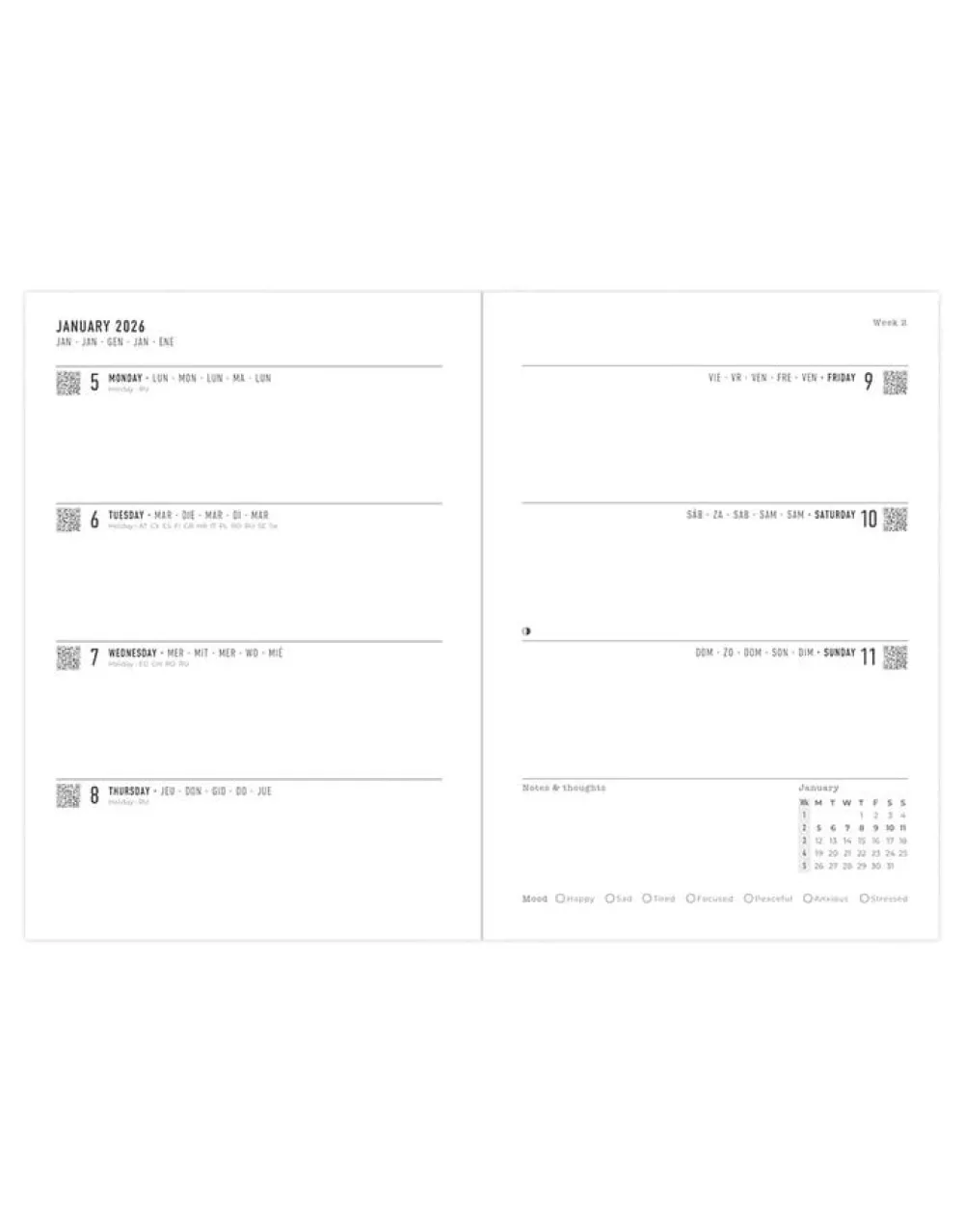 Journals & Other Stationery|Inspire A5 Week to View Planner 2026, Navy