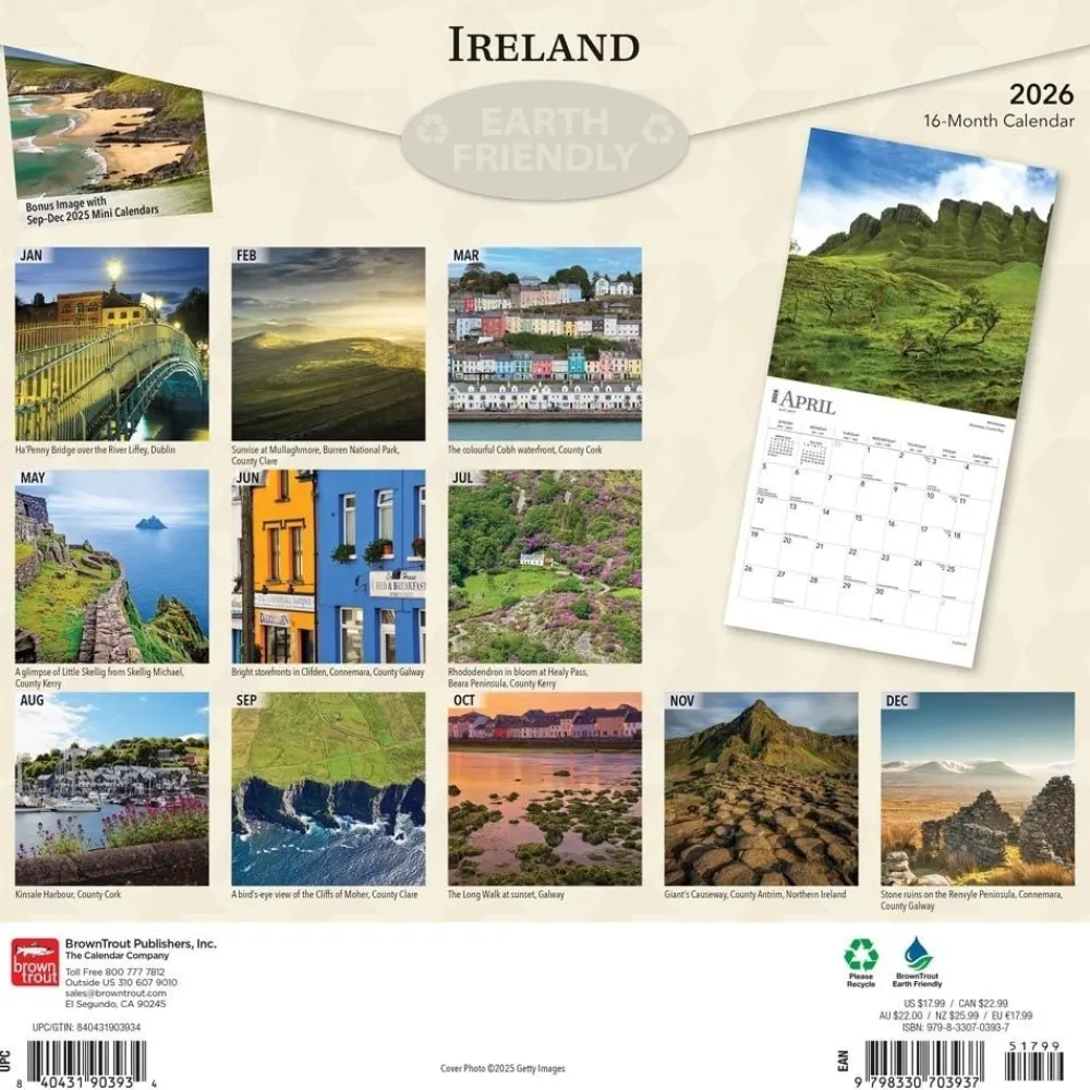 Calendars|Ireland 2026 Square Wall Calendar