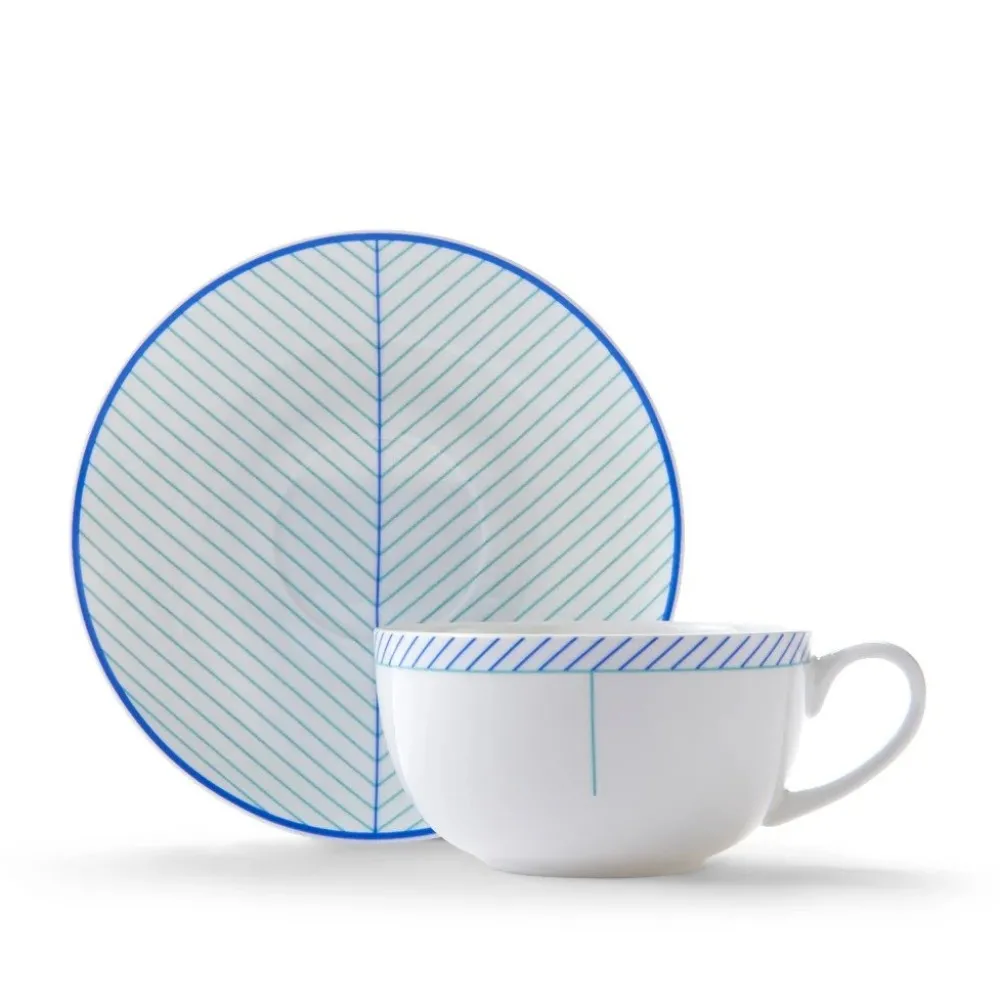 Teacups & Saucers|Jo Deakin Ebb Blue & Turquoise Teacup & Saucer