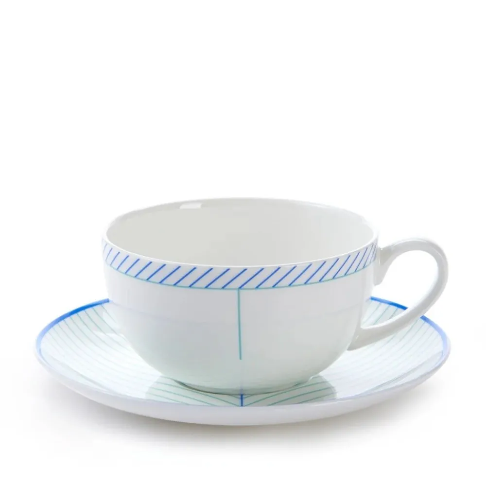 Teacups & Saucers|Jo Deakin Ebb Blue & Turquoise Teacup & Saucer