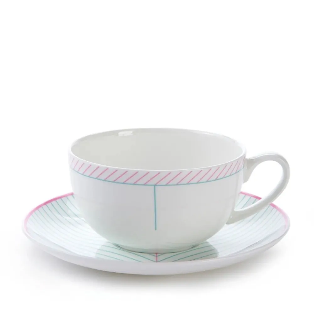 Teacups & Saucers|Jo Deakin Ebb Pink & Turquoise Teacup & Saucer