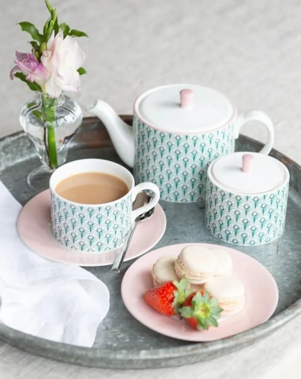 Creamers & Sugar Bowls|Jo Deakin Ebb Pink & Turquoise Sugar Bowl