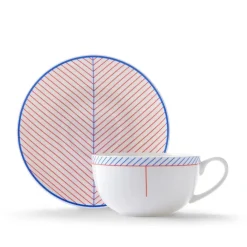 Teacups & Saucers|Jo Deakin Ebb Red & Blue Teacup & Saucer
