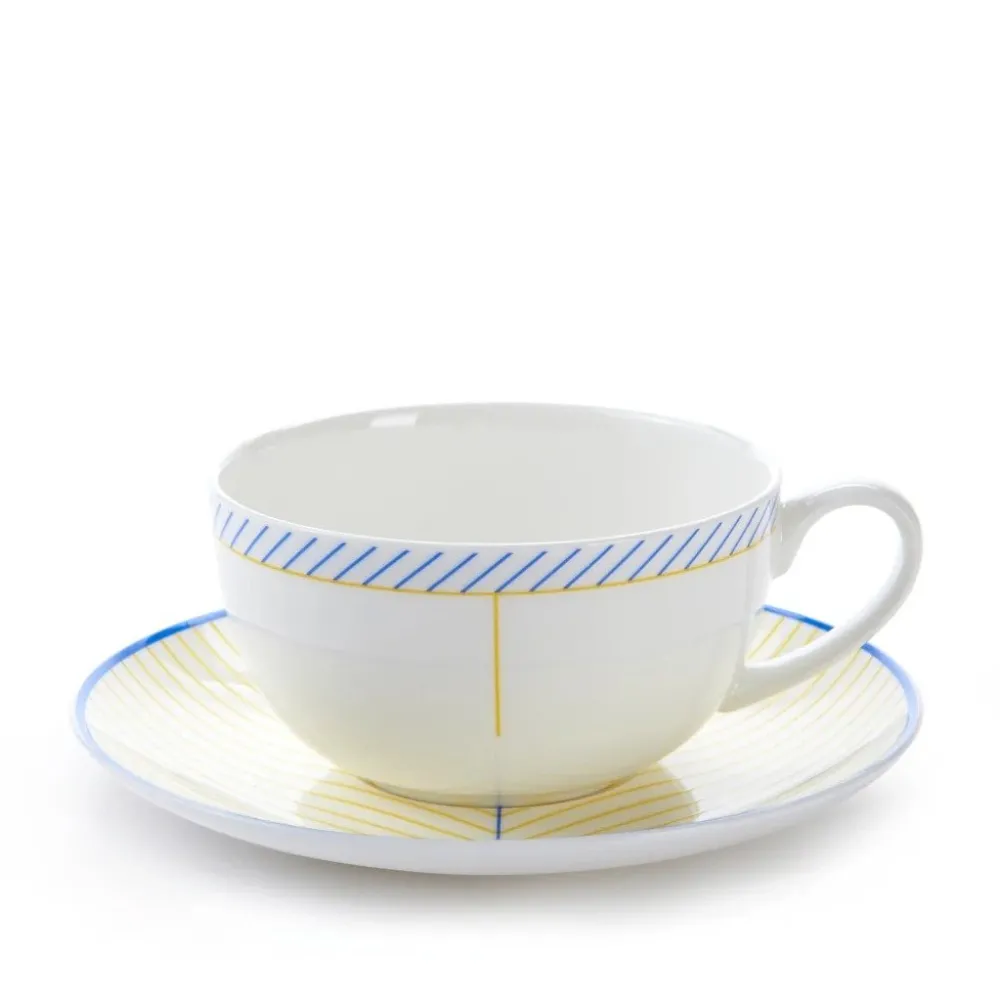 Teacups & Saucers|Jo Deakin Ebb Yellow & Blue Teacup & Saucer