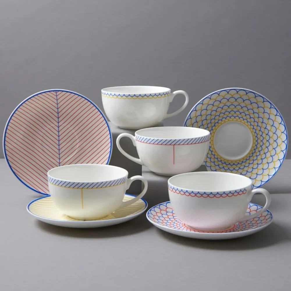 Teacups & Saucers|Jo Deakin Ebb Yellow & Blue Teacup & Saucer