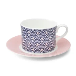Teacups & Saucers|Jo Deakin Gatsby Blue & Blush Pink Cup (Blush Saucer)