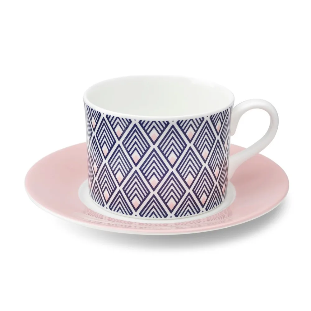 Teacups & Saucers|Jo Deakin Gatsby Blue & Blush Pink Cup (Blush Saucer)