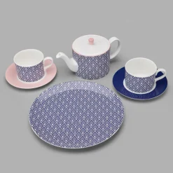 Tea Plates|Jo Deakin Gatsby Tea Plate (Blue & Blush Pink)