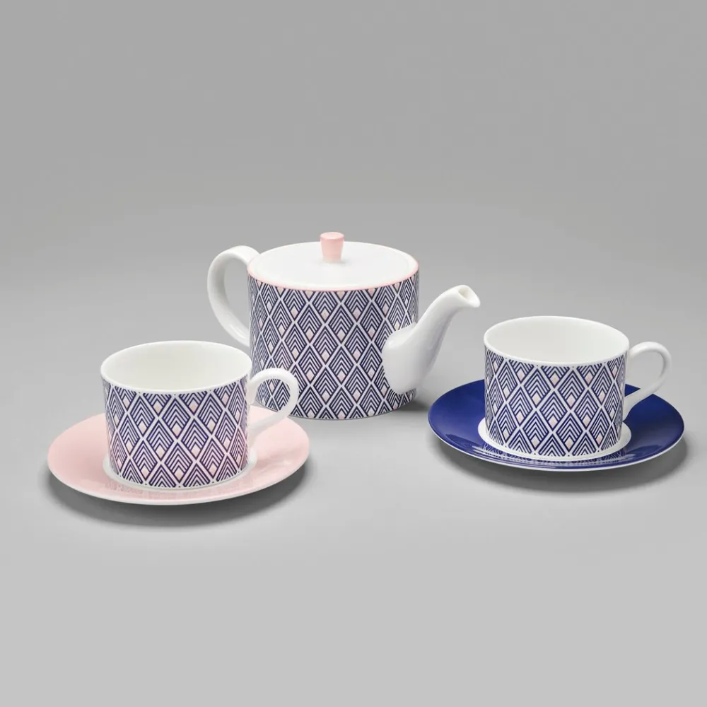 Teapots|Jo Deakin Gatsby Teapot in Blue & Blush Pink
