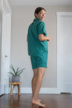 Robes, Nightgowns & Dresses|Jungle Jane Navy-Green Stripes Short Sleep Set