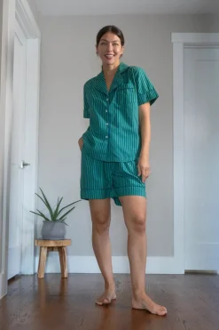 Robes, Nightgowns & Dresses|Jungle Jane Navy-Green Stripes Nighty Nite