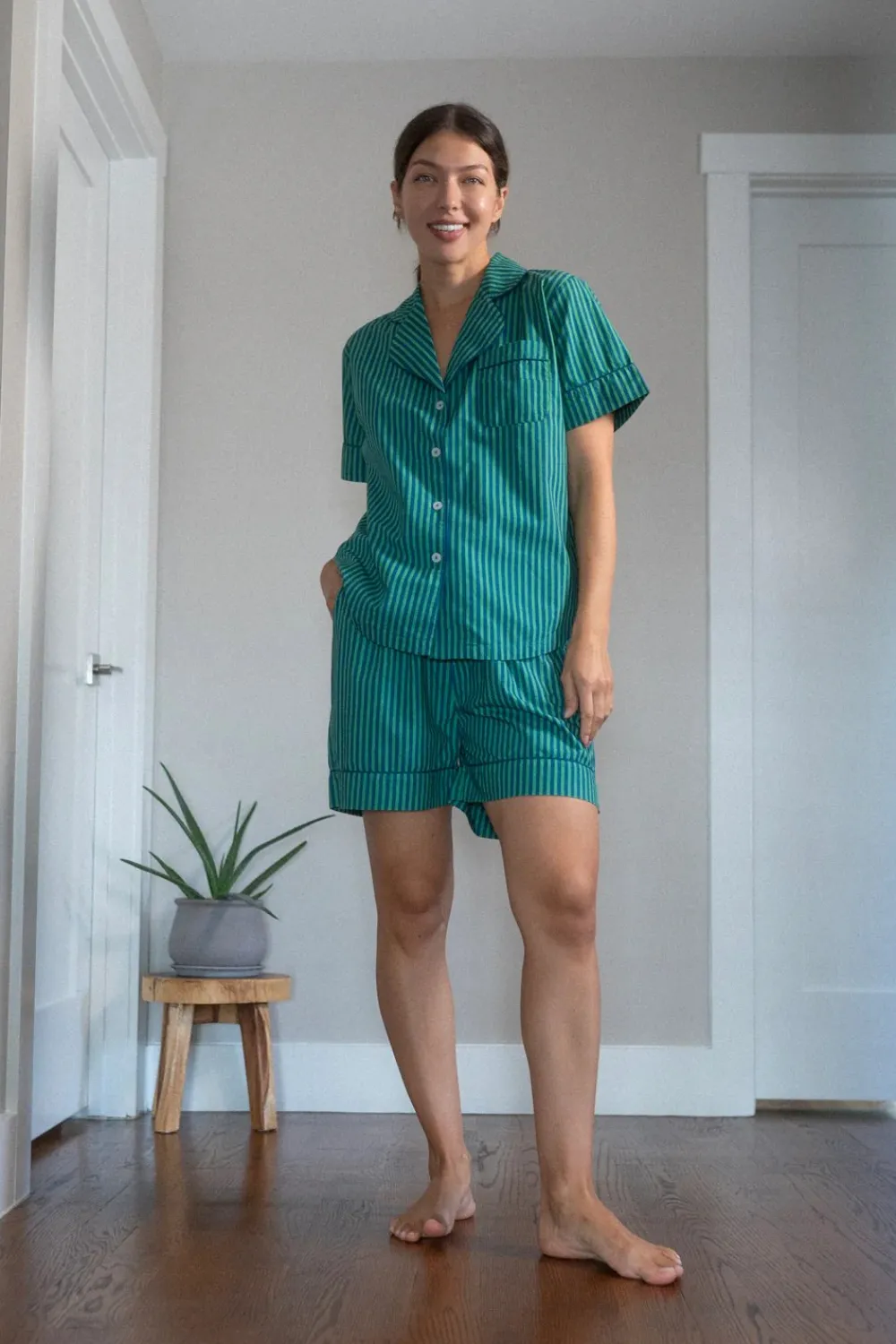 Robes, Nightgowns & Dresses|Jungle Jane Navy-Green Stripes Nighty Nite