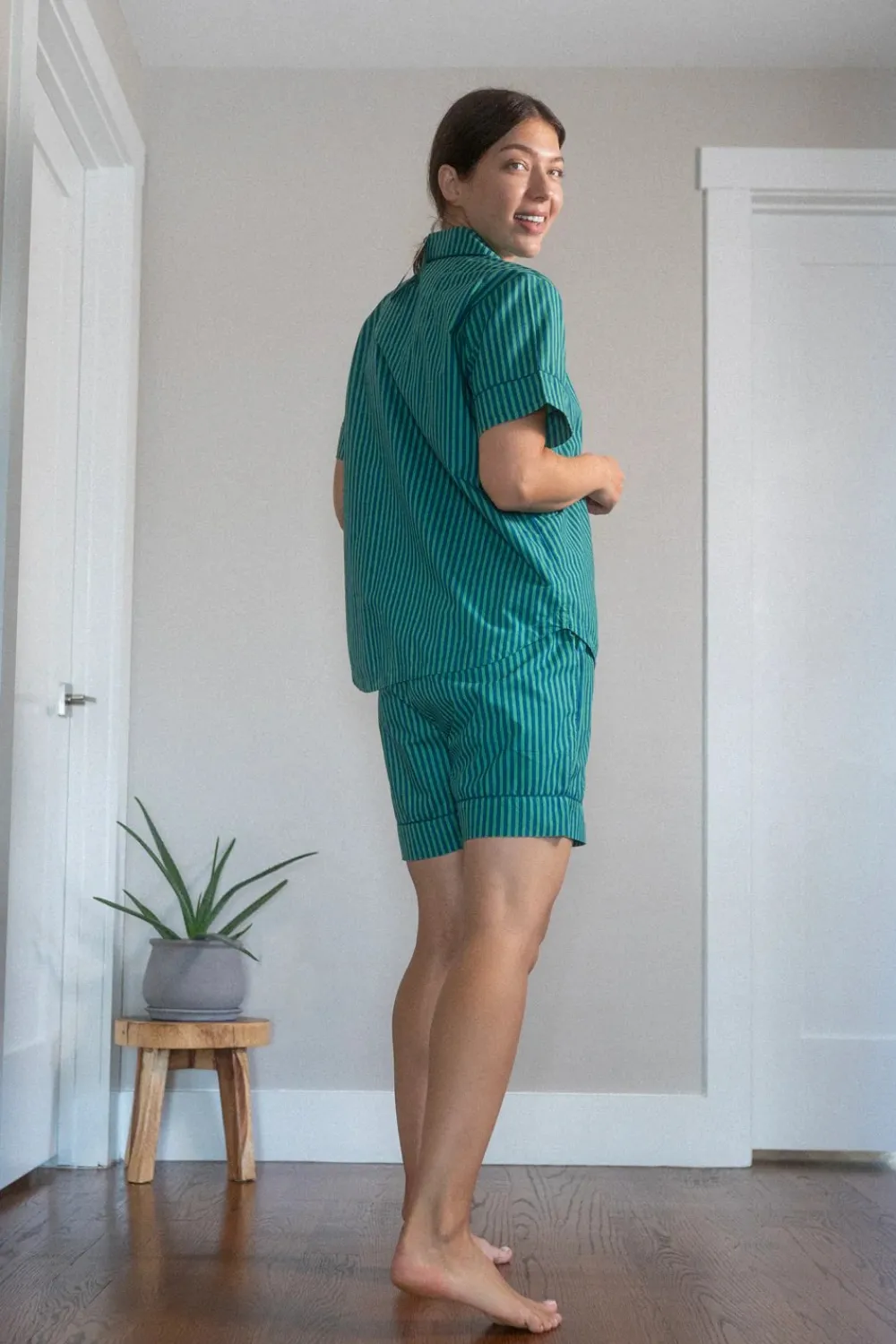 Robes, Nightgowns & Dresses|Jungle Jane Navy-Green Stripes Nighty Nite