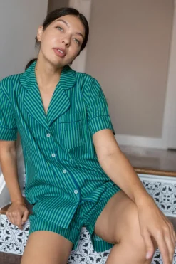 Robes, Nightgowns & Dresses|Jungle Jane Navy-Green Stripes Nighty Nite