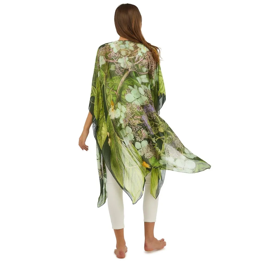 Robes, Nightgowns & Dresses|KEW Hydrangea Print Lime Long Kimono